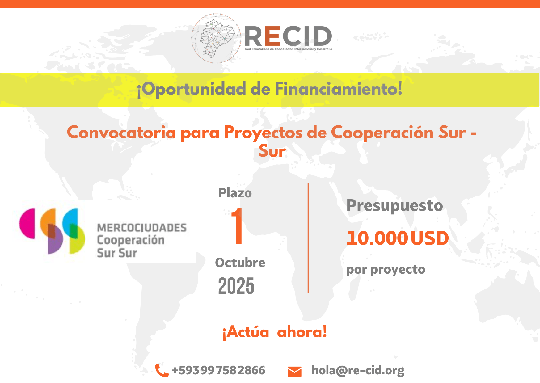 Oportunidad: Financiamiento para Proyectos de Cooperación Sur-Sur