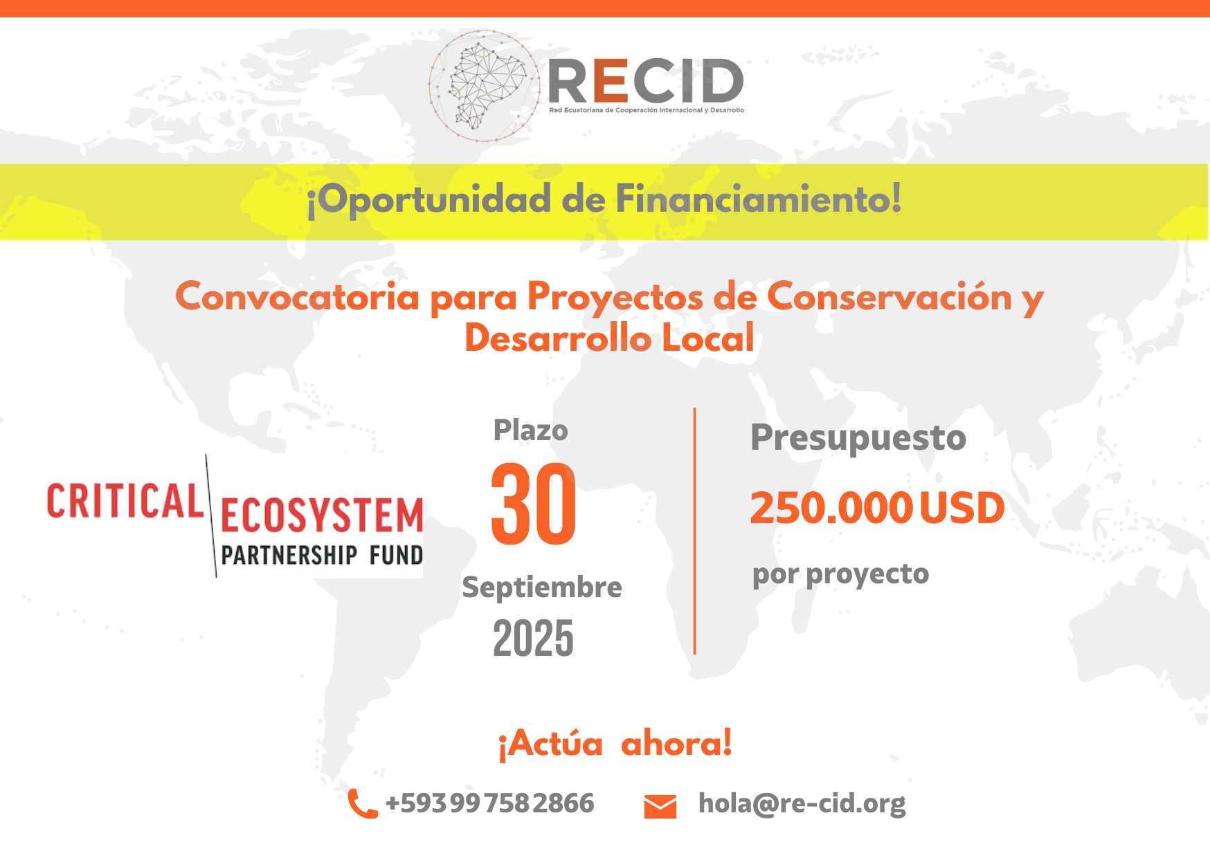 Convocatoria para Proyectos de Conservación y Desarrollo Local