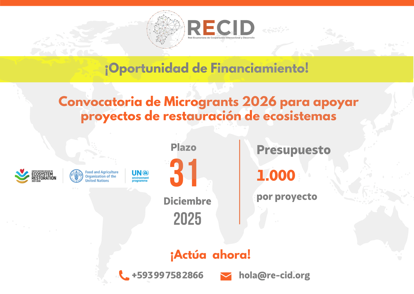 Convocatoria de Microgrants 2026 para apoyar proyectos de restauración ...